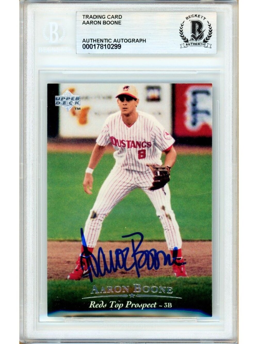 Aaron Boone Signed 1994 Upper Deck Card Cincinnati Reds BAS Slabbed Autograph